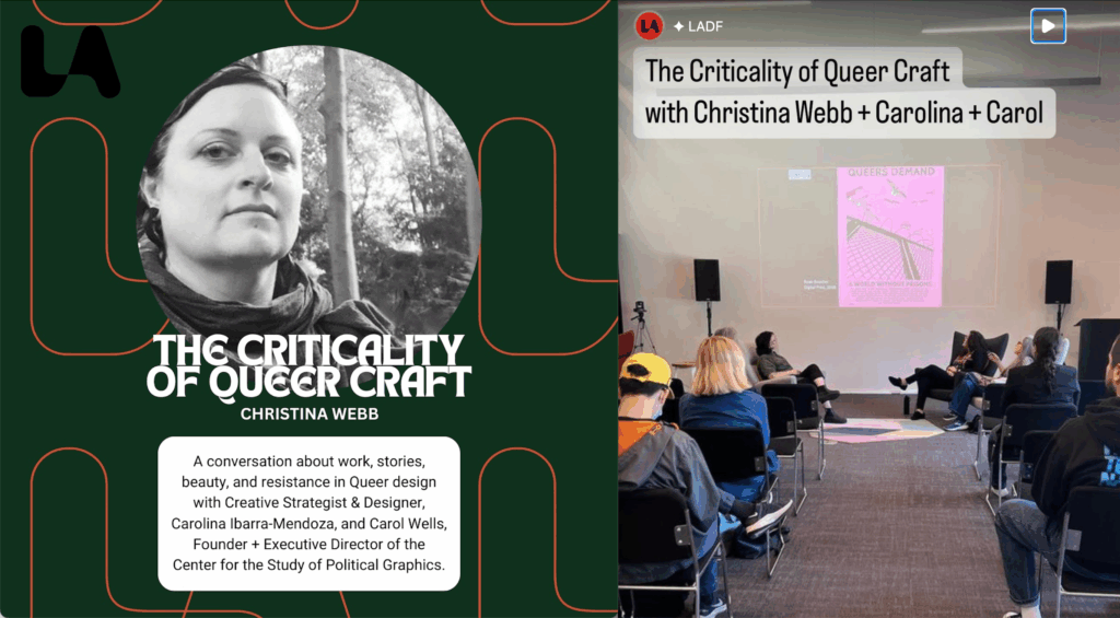 instagram posts before and after Criticality of Queer Craft, LA Design Festival